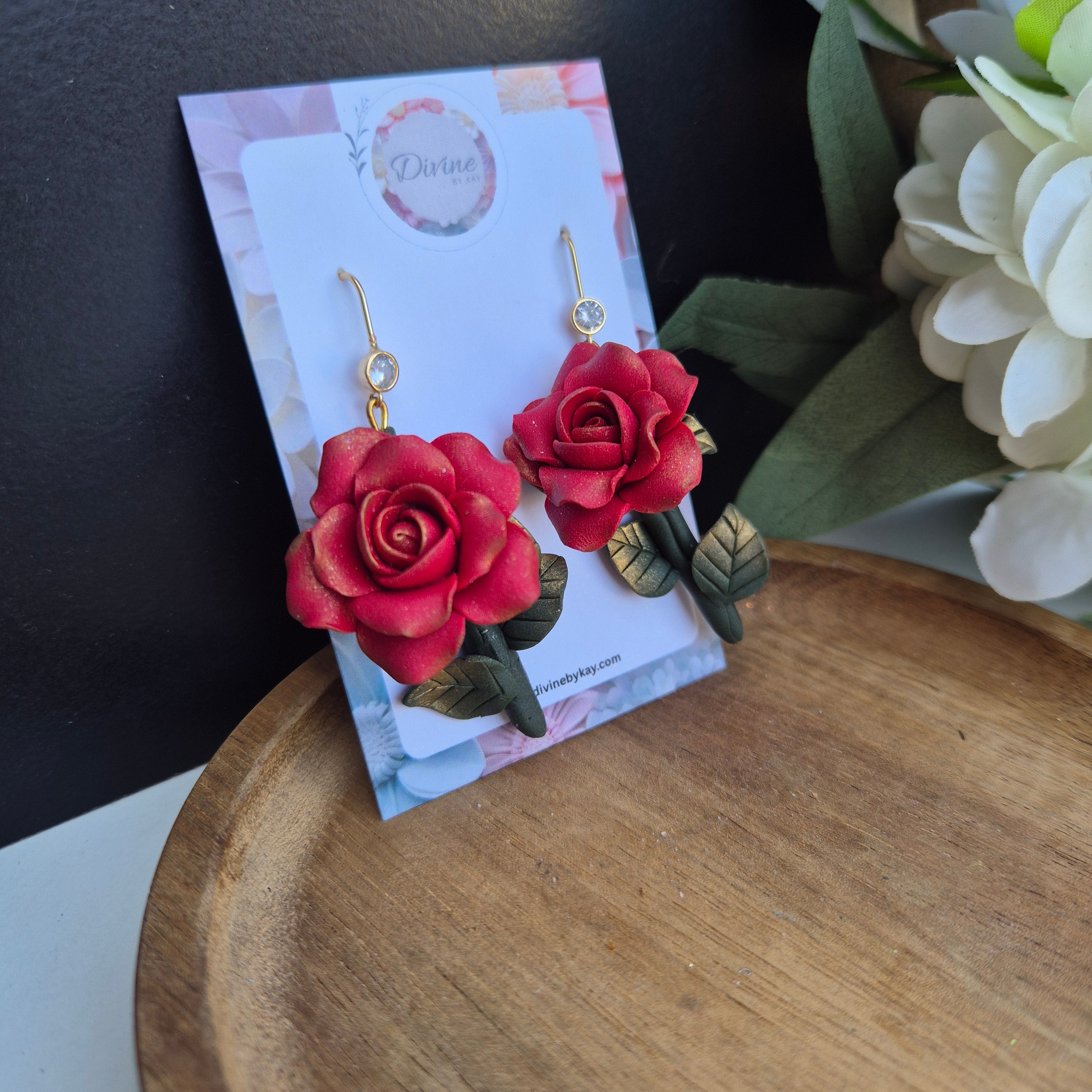 Rose dangle earrings