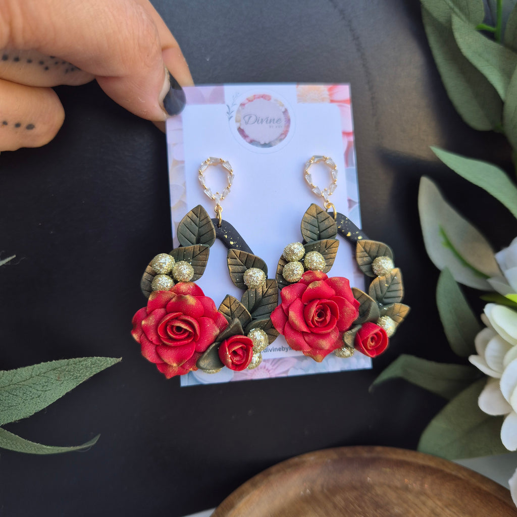 Rose dangle earrings
