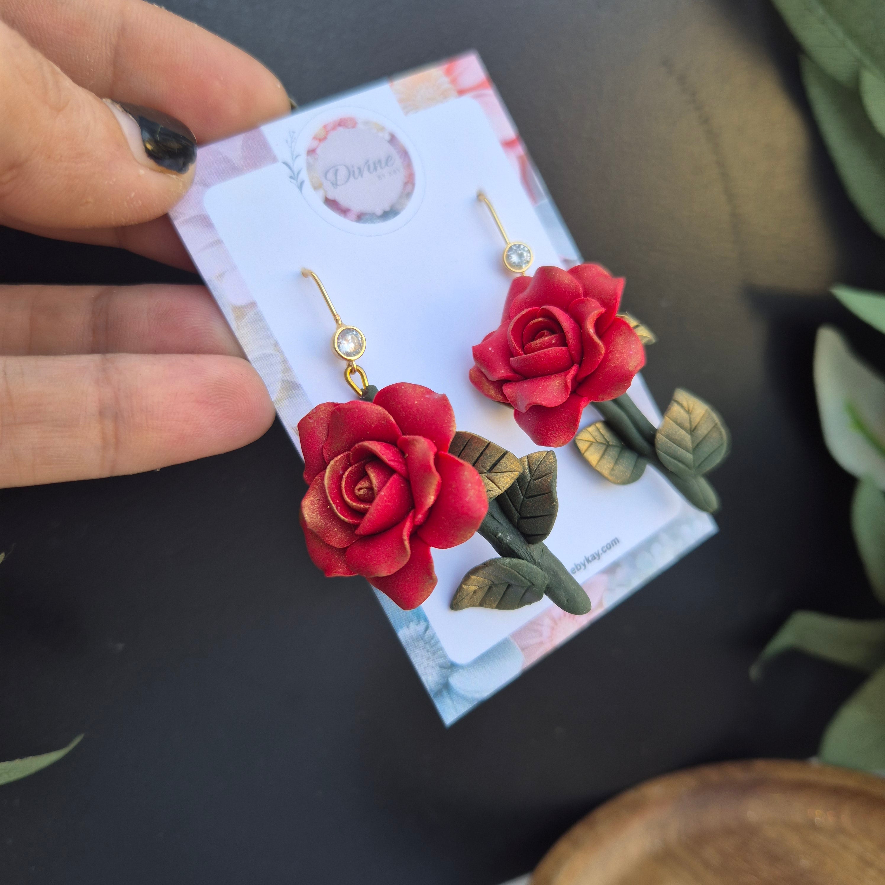 Rose dangle earrings